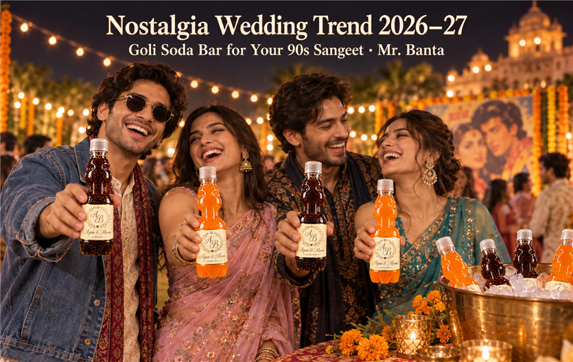 Nostalgia Wedding Trend 2026–27: Why a Personalized Goli Soda Bar Belongs at Your 90s Bollywood Sangeet